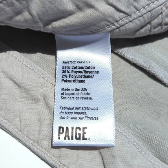 Paige Elson Mid Rise Slim Fit Soft Twill Trouser Jogger Pants Light Gray 27 - Picture 9 of 14